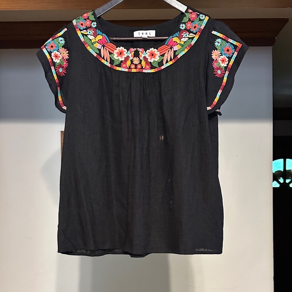 THML Tops - Embroidered Black THML Top